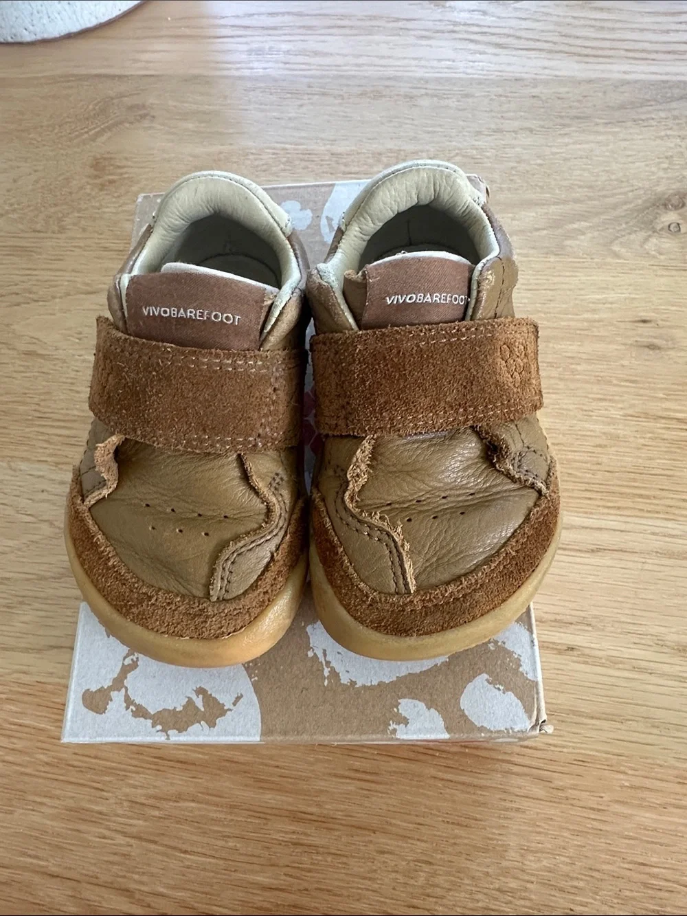 Vivo Barefoot Kids Tan Brown Leather Velcro Walkers